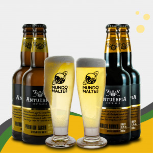 Kit Cerveja Antuérpia Premium Lager + Dunkel + Tulipa | x2