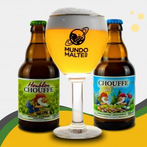 Kit Presente Cerveja Chouffe - Houblon | Soleil + Taça Belga