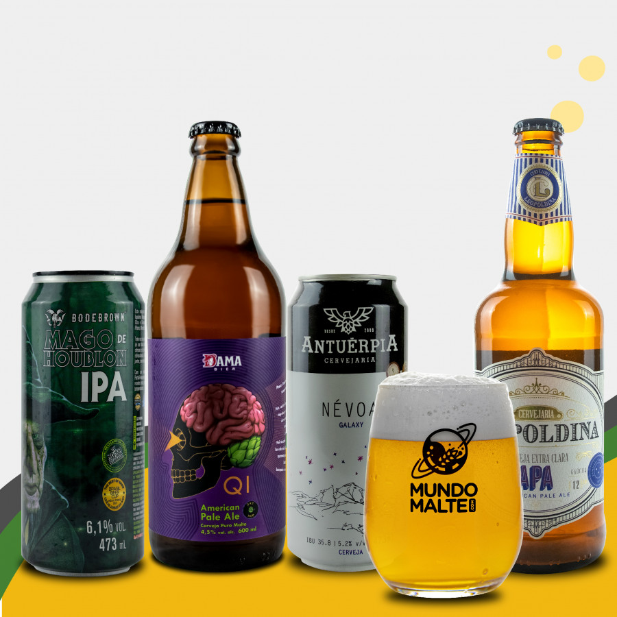 Kit Presente Cerveja - Seleção APA + IPA + Copo Emerald