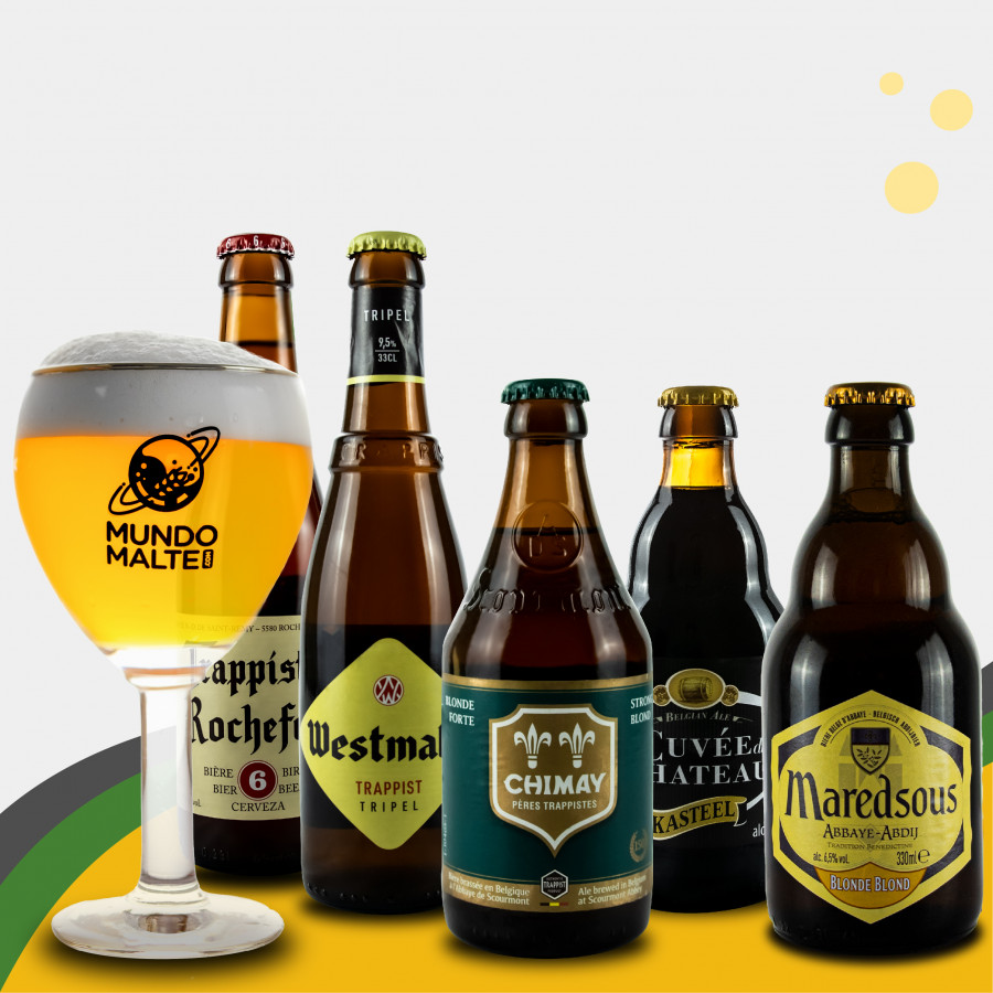 Kit Presente Cerveja Belga - Marcas Famosas + Taça Abadia