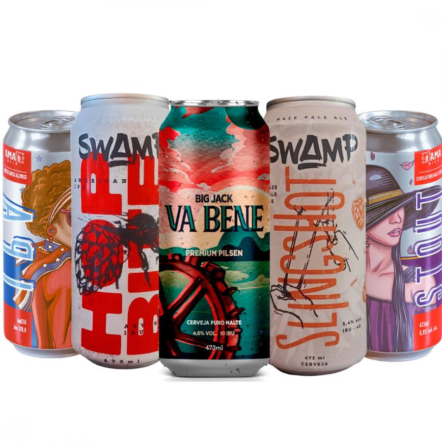 Kit Premium Cerveja Sabor Intenso Latão Swamp Dama Big Jack