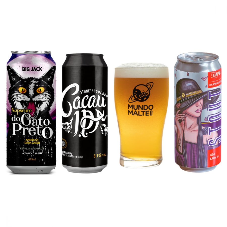 Kit Cerveja Maltado Saborosos Bodebrown Big Jack Dama + Copo