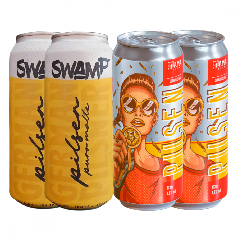 Kit Cerveja Seleção Pilsen Swamp Dama Bier 473 ml - 04 un