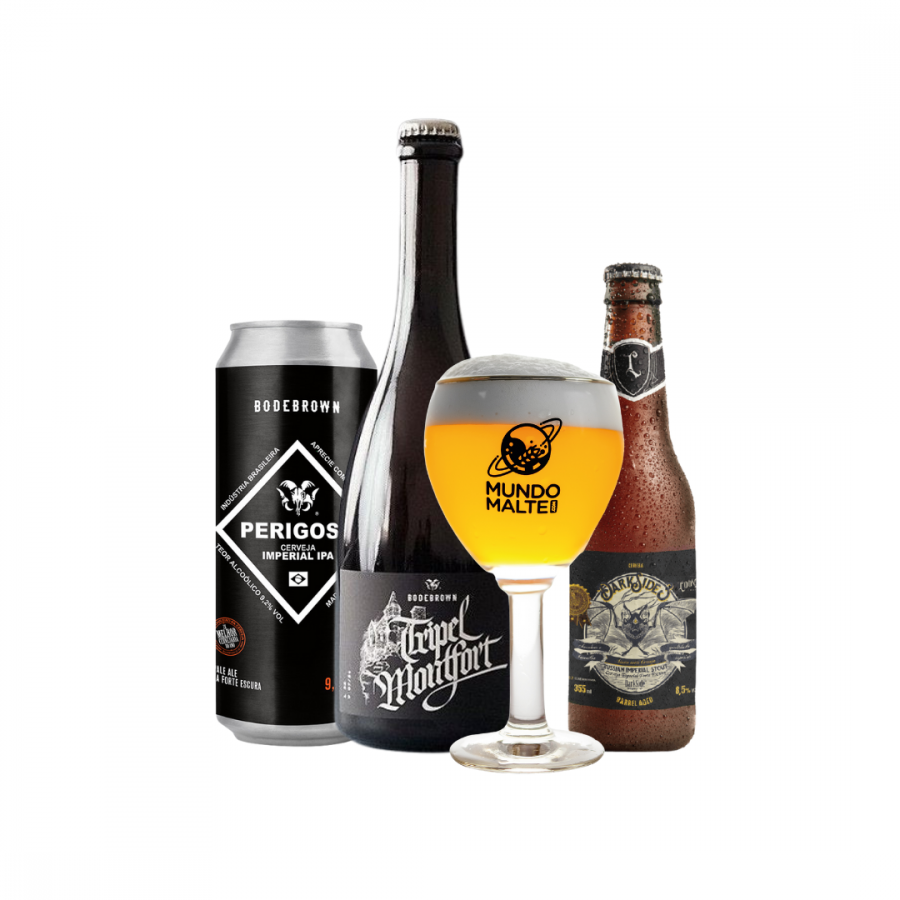 Kit Cerveja Seleção Trilogia Imperial Bodebrown Louvada+Taça