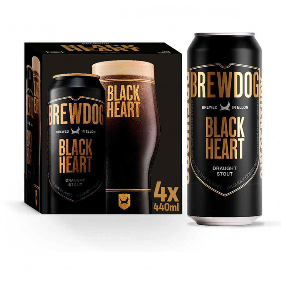 KIT 4 UN CERVEJA BREWDOG BLACK HEART LT 440 ML